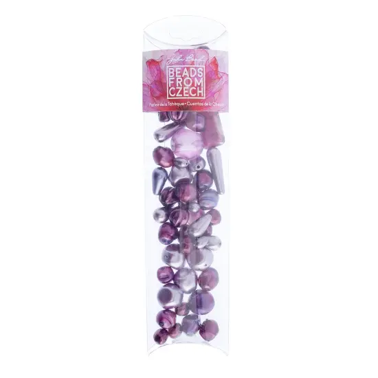 John Bead Mixed Czech Glass Beads Vial, 100g Purple Velvet {4}
