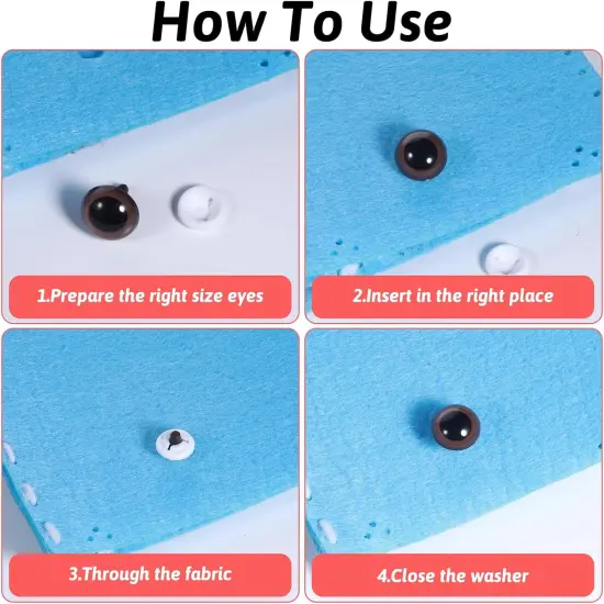 40 PCS Safety Eyes for Amigurumi Crochet Eyes with Washers 10/12/16/18mm Brown {2}