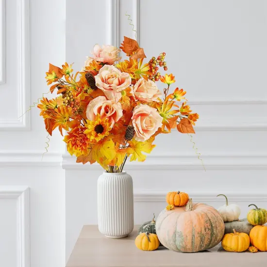 2 Pcs Artificial Fall Flowers (Yellow) {5}