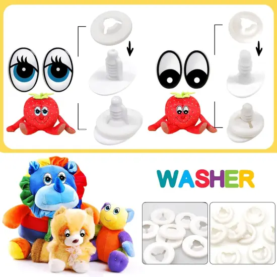 60 Set Plastic Safety Eyes Black and Blue Craft Eyes 13 x 19 mm 17 x 25 mm {3}