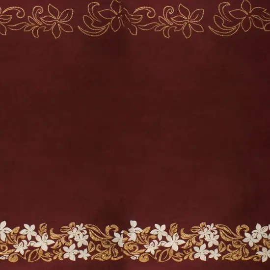 1 Yard Tiare & Swirls Double Border Glitter Polyester Fabric, 36in L x 60in W Premium Textile Orange {2}