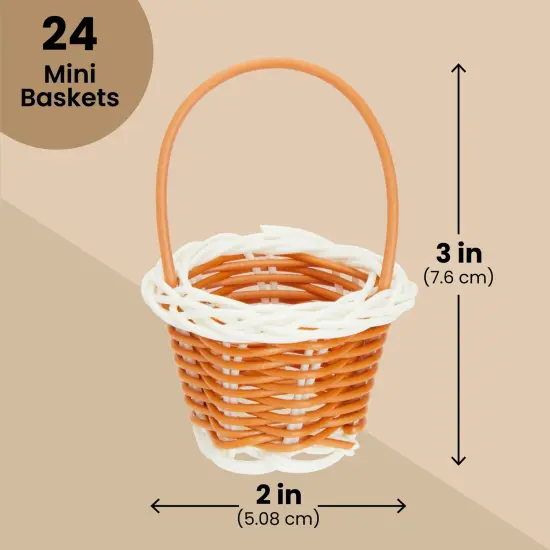 24 Pack Mini Woven Baskets with Handles - Miniature Baskets for School Projects, Easter-Themed Party, Arts & Crafts, Picnic (2 x 3 Inches), For Ages 3-8 {4}
