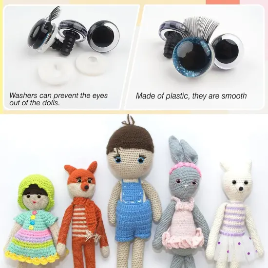 14pcs Plastic Glitter Safety Eyes with Eyelashes - 20mm {3}