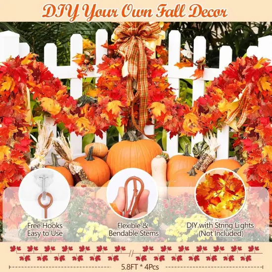 4 Pack Thanksgiving Fall Decorations for Home Porch, (Red) {3}