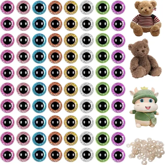 160 Pcs Glitter Safety Eyes - 16 mm (8 Colors) {1}