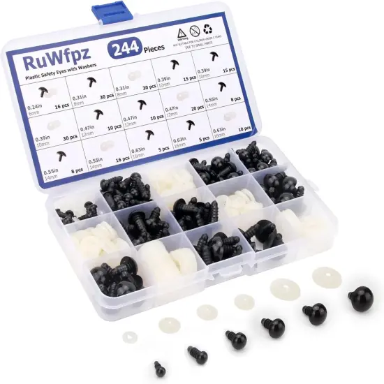 244 Pcs Safety Eyes for Crocheting Amigurumi 6-16mm - 6 Sizes {1}