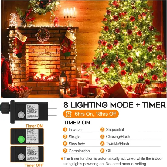 66FT 200 LED Christmas Light with 8 Modes (Warm White) {5}