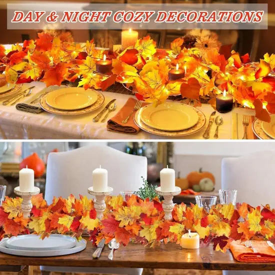 4 Pack Fall Decor Garland - Fall Thanksgiving Decorations for Home - 23.6Ft Maple Leaves {3}