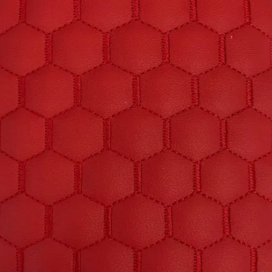 1 Yard Honeycomb Quilted Faux Leather Vinyl Fabric For Upholstery Car Seats Crafts Wall 54" Width Black | Red {4}