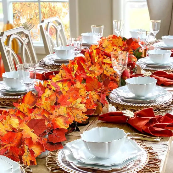 6 Pack Fall Decor for Home Fall Leaves Garland - 5.8Ft/Piece Artificial Maple Leaf {4}