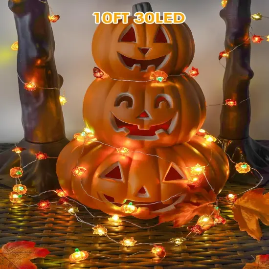 3D Pumpkin Acorn Maple Leaf Fairy Lights {5}