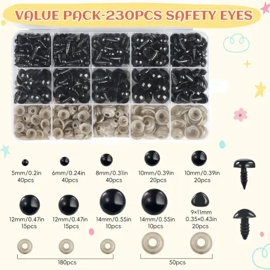 Safety Eye Tool - 230 PCS Crochet Eyes Amigurumi for Crocheting Stuffed Animals {3}