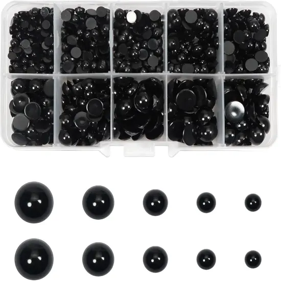 830pcs Round Black Plastic Doll Amigurumis Eyes {1}
