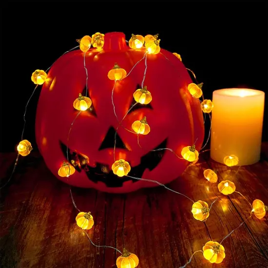 Halloween Pumpkin String Lights - 10ft, 30 LEDs (3D Orange Pumpkin) {5}