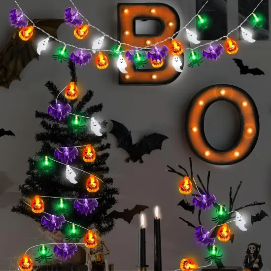 Pumpkin Bat Ghost Spider Halloween Lights - A Style {4}