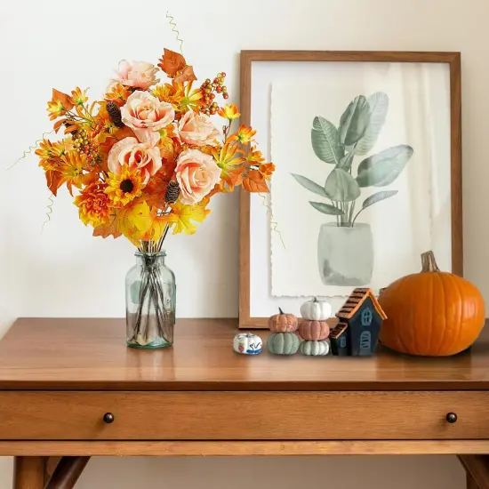 2 Pcs Artificial Fall Flowers (Yellow) {3}