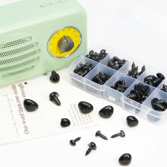 280pcs Black Plastic Safety Noses 5 Sizes Craft Triangle {2}