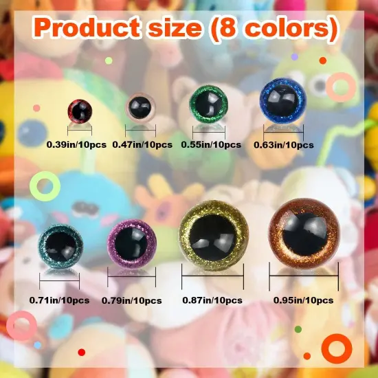 80 Pieces Safety Eyes - 10-24mm (8 Sizes and Colors) {5}