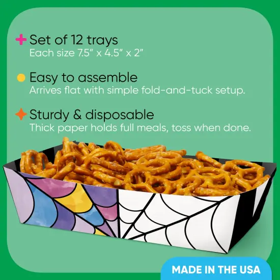 Big Dot of Happiness Goth Girl Party Paper Food Trays, Disposable Food Boats, Double-Sided Food Holders for Nachos, Hot Dogs, French Fries - 12 Ct {6}