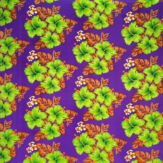 1 Yard Hibiscus & Tropical Leaves Cluster Peachskin Fabric 45 Inch Width Blue {4}