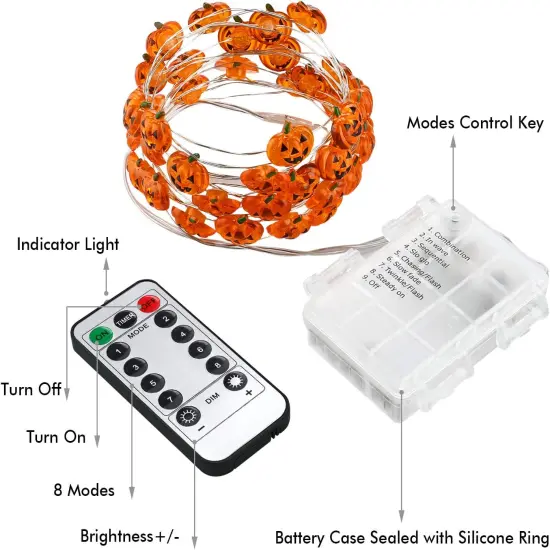 Pumpkin Halloween String Lights - 40 LED, 13.12ft (8 Modes) {5}