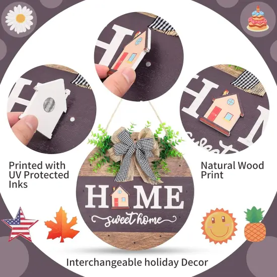 Interchangeable Welcome Sign for Front Door with 14 Changeable Icons {3}