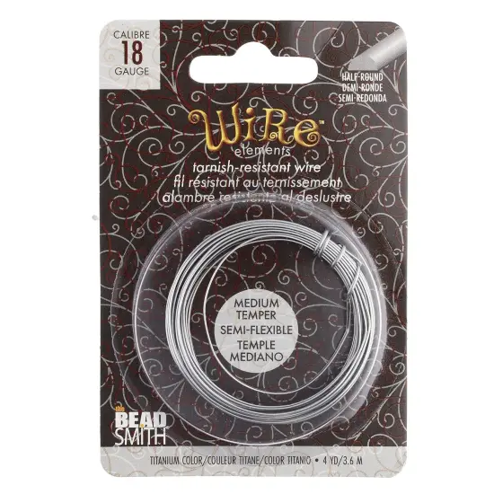 The Beadsmith Half-Round Craft Wire - Wire Elements - Medium Temper - 18 Gauge, 4 Yard Coil - Titanium Color - Beading Wire Used for Jewelry Making, Wire Wrapping, and Other DIY Arts & Crafts {6}