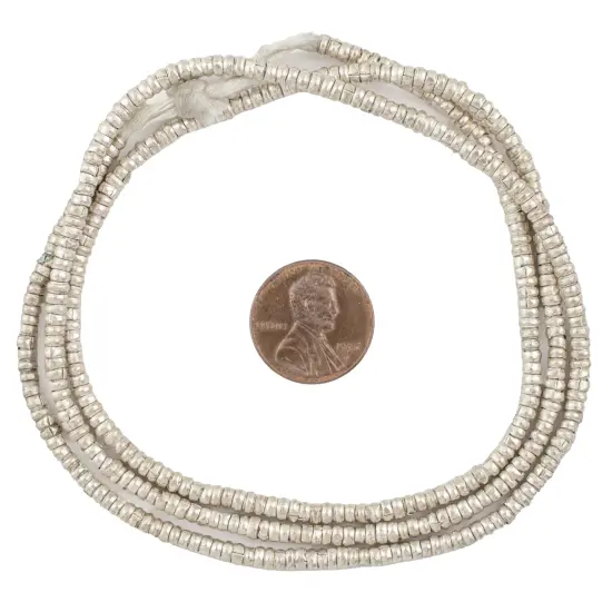 The Bead Chest Silver Heishi Beads &ndash; 3mm Ethiopian Metal Spacers, Full Strand for Jewelry MakingI Approximately 400 Beads {2}