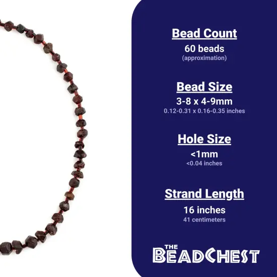 The Bead Chest Faceted Garnet Stone Chunk Beads 7mm Afghanistan Red Gemstone 16 Inch Strand {5}