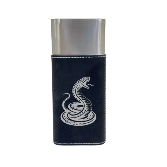 Cigar Case with Cutter - Coiled Snake - Leather Black/Silver {1}