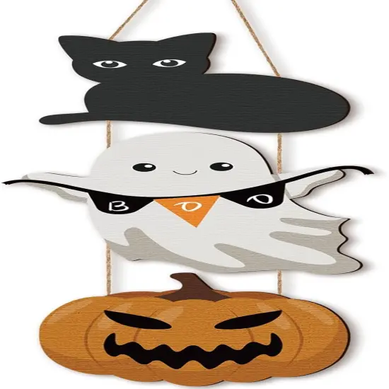 Halloween Boo Decorations Ghost Hanging Sign {1}