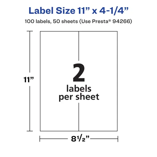 Avery Matte White Removable Rectangle Labels, 11" x 4.25" {5}