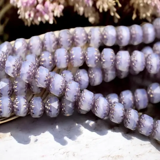 *20* 8mm Purple Bronze Washed Crystal Lilac Opaline Cathedral Beads {4}