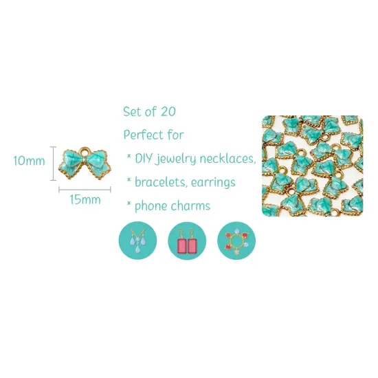 Wrapables Nature Charms for Jewelry Making Enamel Pendants, (Set of 20), Blue Bow {2}