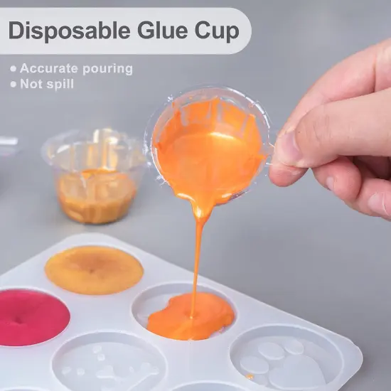 LET'S RESIN Epoxy Mixing Cups Kit,200Pcs, Plastic, 30ml Disposable Measuring Cups,50 Wooden Stirring Sticks, Dropper for Paint Mixing, Jewelry Making {3}