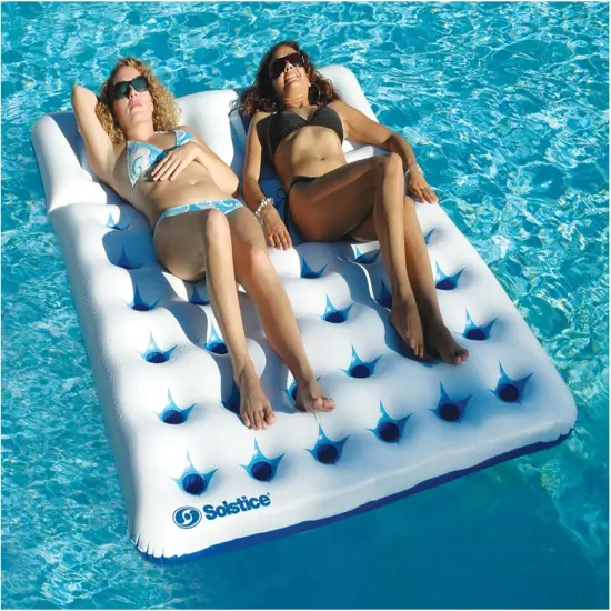 Swim Central Inflatable Dual Window Pool Air Mattress - 76" - Blue and White {3}