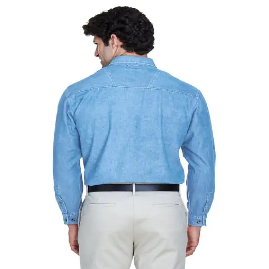 UltraClub&reg; Men's Cypress Denim with Pocket Light blue {6}