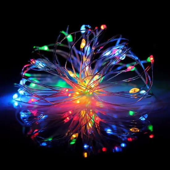 100 LED Silver Copper Fairy Lights Battery Operated Warm white {2}