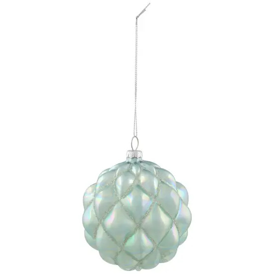Northlight Iridescent Glass Christmas Ball Ornament - Blue - 4.5" Green {3}