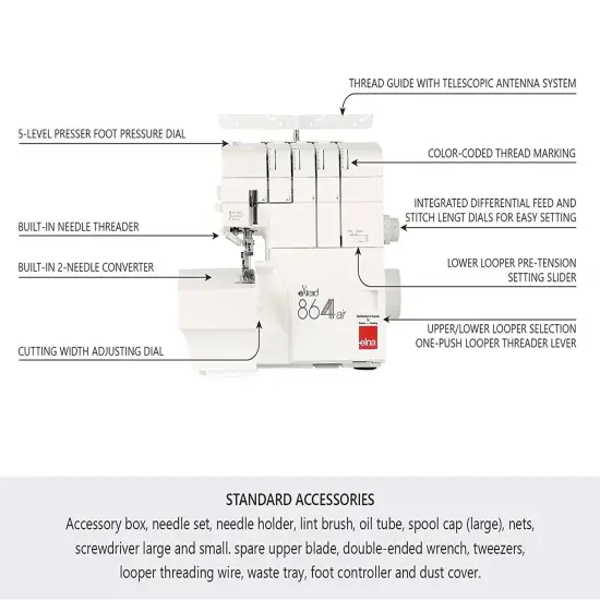Elna eXtend 864 Air Thread Overlock Serger Machine {4}