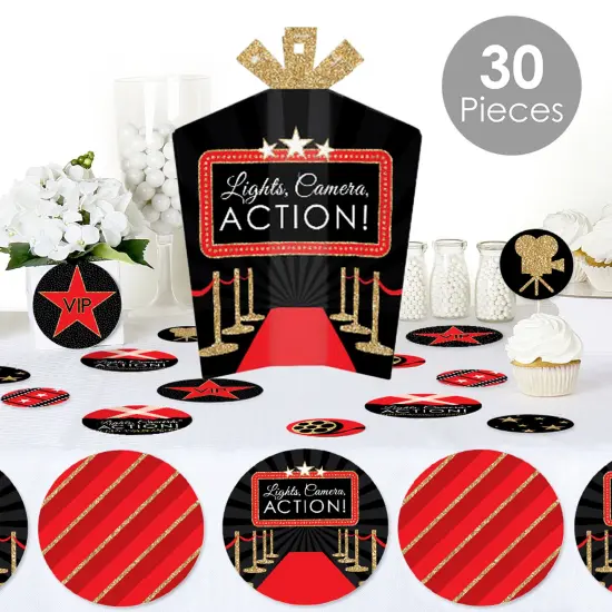 Big Dot of Happiness Red Carpet - Movie Night Party Decor and Confetti - Terrific Table Centerpiece Kit - Set of 30 {3}