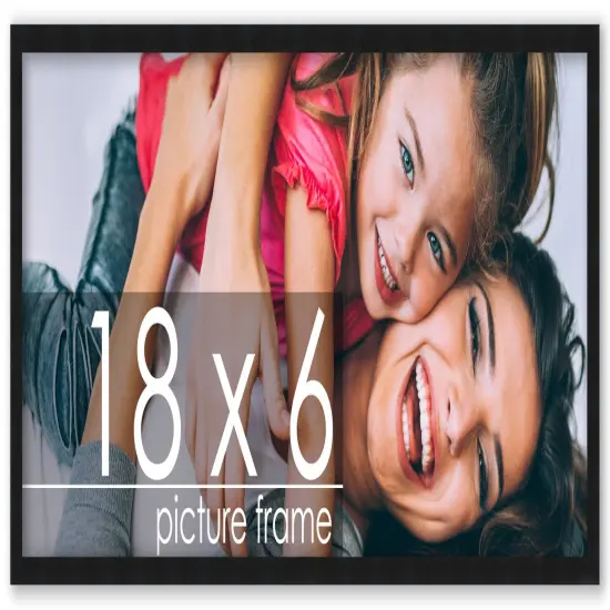 18x6 Solid Wood Picture Frame with UV-Resistant Acrylic & Acid-Free Backing, Available in 6 Finishes: Matte Black, Matte White, Metallic Bronze, Silver, Natural Wood Grain & Mahogany {1}