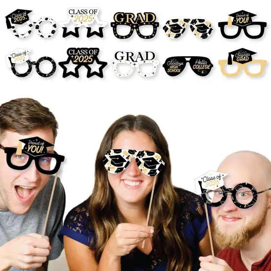 Big Dot of Happiness 2025 Hello College Graduation Glasses - Paper Card Stock Party Photo Booth Props Kit - 10 Count {3}