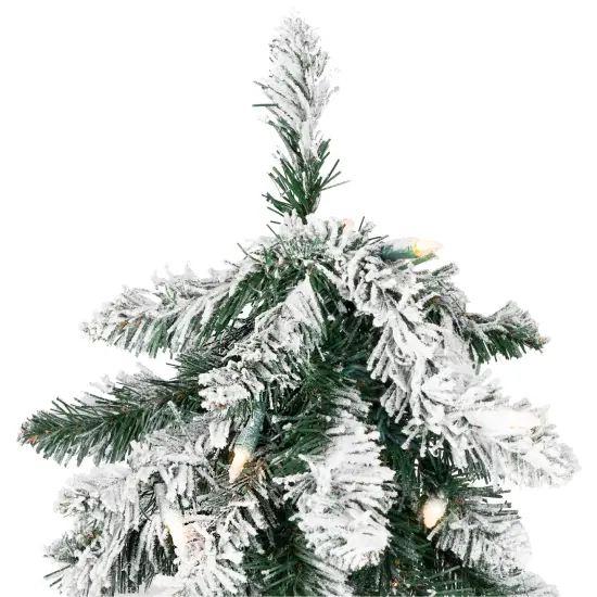 Northlight Pre-Lit Pencil Flocked Alpine Artificial Christmas Tree - 5' - Clear Lights Green {7}