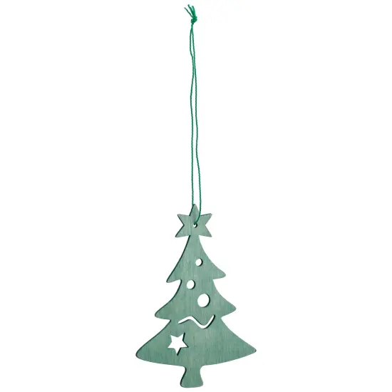 Northlight Wooden Cut Out Christmas Tree Ornament - 4.75" Teal Green {5}