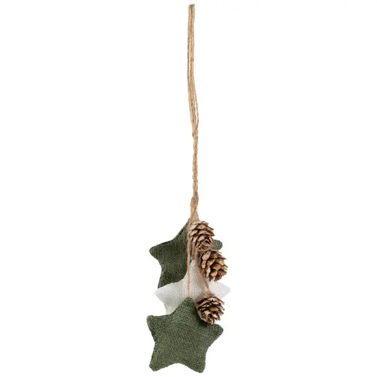 Northlight Burlap Star and Pine Cones Christmas Ornament - 11.75" White {5}