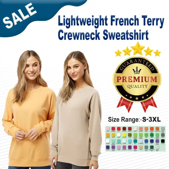 Unisex Lightweight French Terry Crewneck Sweatshirt | RADYAN&reg; Athletic heather {2}
