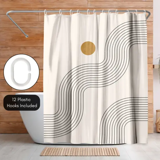 Americanflat 71" x 74" Shower Curtain, Boho Geometric Lines Part 3 by Tetyana Karankovska {5}