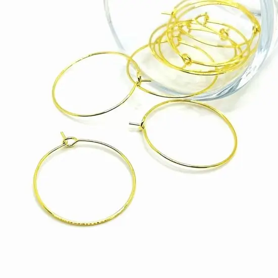 4, 20 or 50 Pieces: Gold Plated Wine Ring Bases - 25 mm {2}