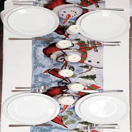 Joyful Snowmen Christmas Table Runner {5}